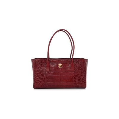 CHANEL MASTER CALFSKIN CROCODILE EMBOSSED ARCHETYPE SMALL SHOPPER TOTE BURGUNDY AS6243 (34*20*13cm)